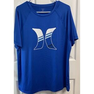 Hurley Logo‎ Mens Graphic T-Shirt Blue Crew Neck Short Sleeve L